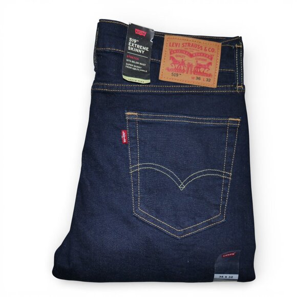 Levis 519 Extreme Skinny Flex Stretch Jeans Men's Size 36x32 Dark Wash NWT
